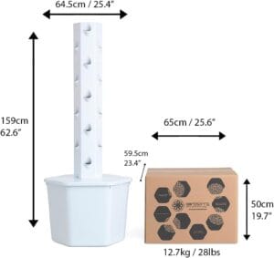 Aerospring Standard Outdoor Vertical Hydroponic Growing System dimensions