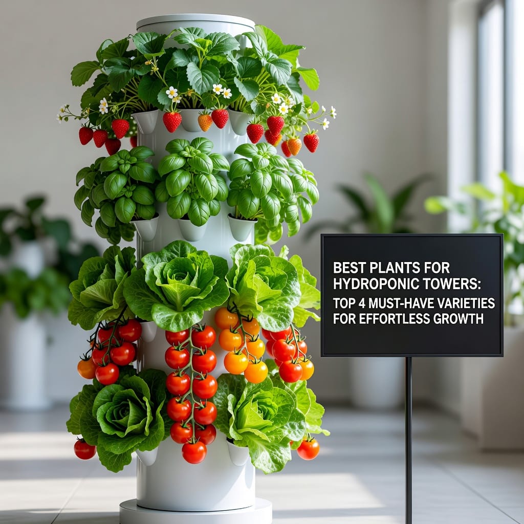 Illustration of Best Plants for Hydroponic Towers: Top 4 Must-Have Varieties for Effortless Growth