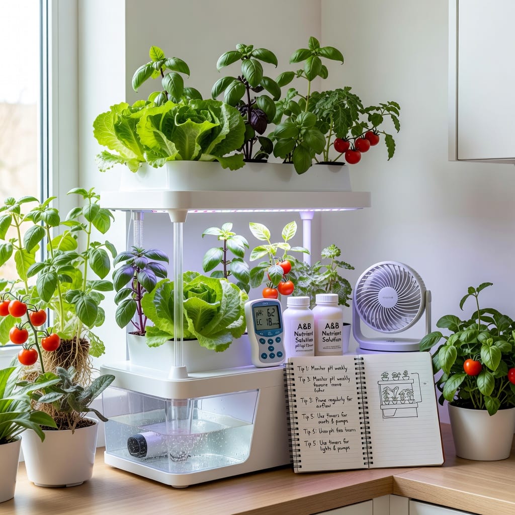 Illustration of Indoor Hydroponic Garden: 6 Must-Have Tips for Effortless Home Harvests