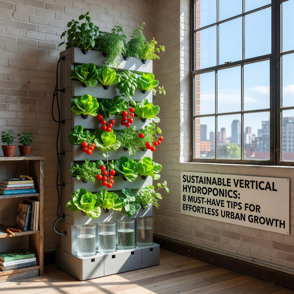 Illustration of Sustainable Vertical Hydroponics: 8 Must-Have Tips for Effortless Urban Growth