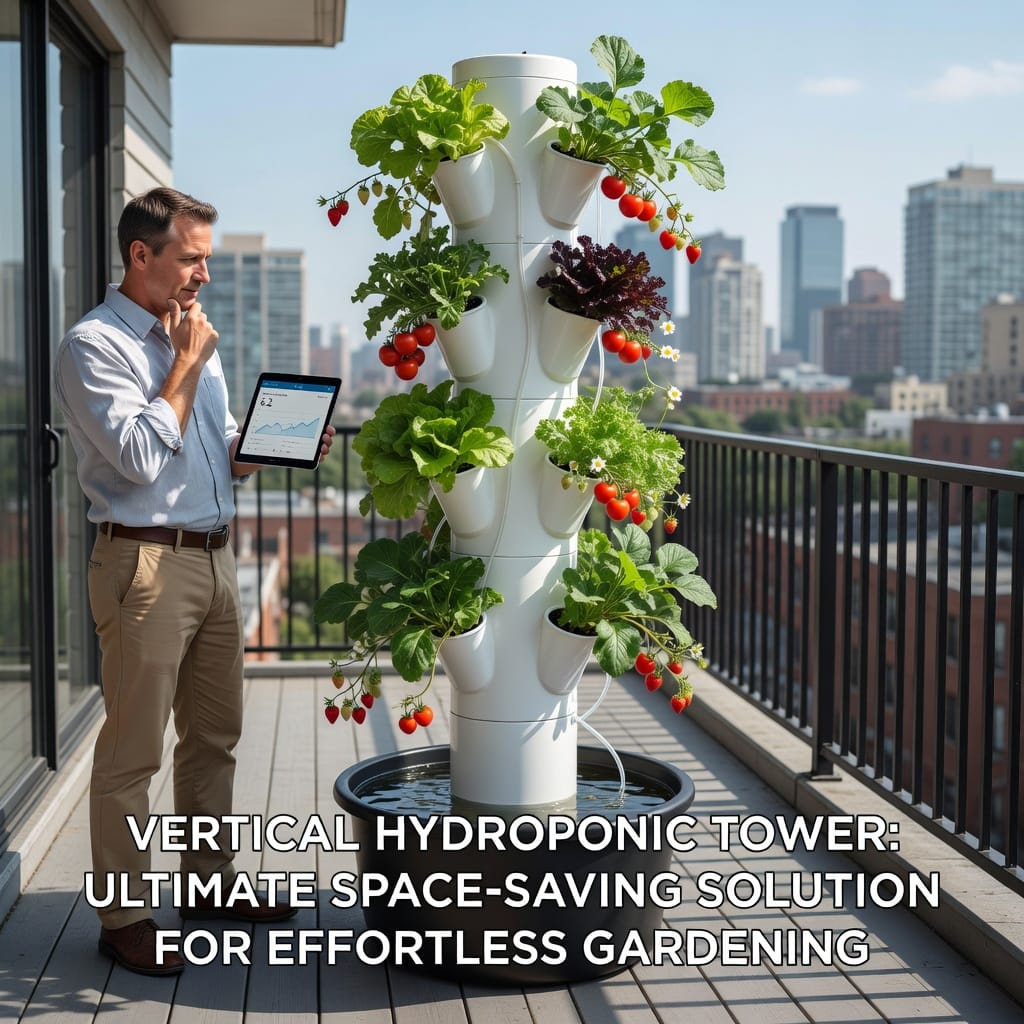 Illustration of Vertical Hydroponic Tower: Ultimate Space-Saving Solution for Effortless Gardening
