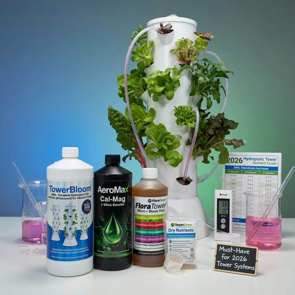 Best Hydroponic Nutrients and Fertilizers for Tower Systems in 2026 illustration for Best Hydroponic Nutrients and Fertilizer