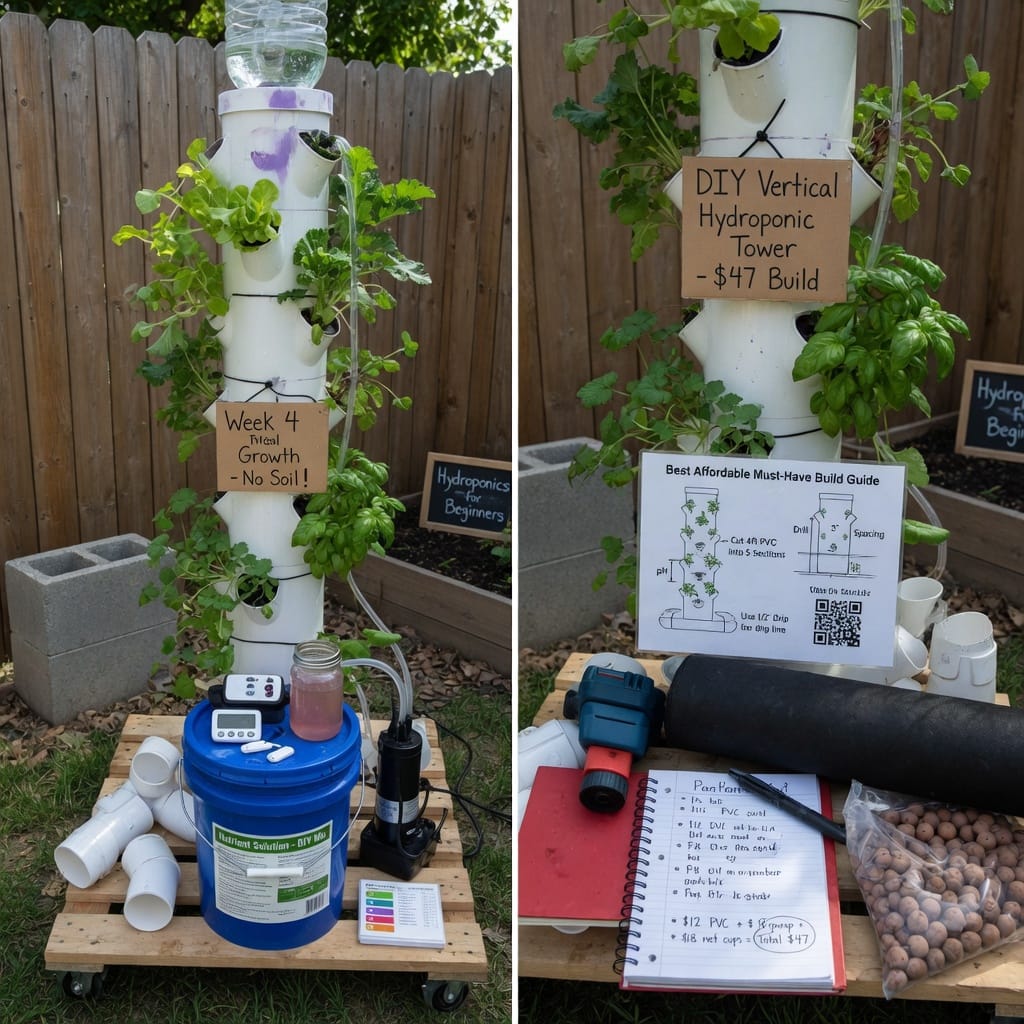 How to Build a DIY Vertical Hydroponic Tower on a Budget (Step-by-Step with Materials List) illustration for DIY Vertical Hyd
