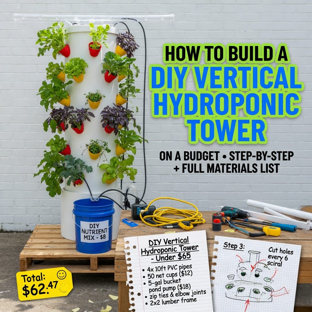 How to Build a DIY Vertical Hydroponic Tower on a Budget (Step-by-Step with Materials List) illustration for DIY Vertical Hyd