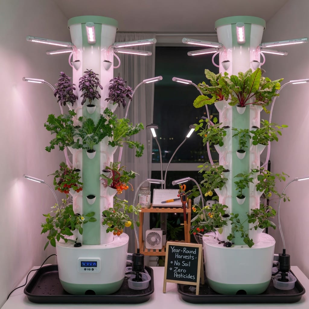 Indoor Hydroponic Tower Gardening: Lighting illustration for Indoor Hydroponic Tower Gardening Stunning Setup for Effortless